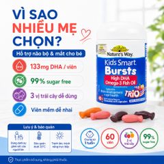 Nature's Way Kids Smart Bursts High DHA Omega 3 Fish Oil Trio 60 Viên Hỗ Trợ Bổ Sung DHA Cho Bé