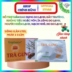 Trà Gừng Traphaco thơm dịu hỗ trợ giảm đau bụng do lạnh, đầy trướng không tiêu (Hộp 10 gói x 3g cốm)