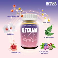 [Hộp 60 Viên] Viên uống RITANA - Trắng da mờ sạm nám với L-Glutathion, Sakura, Pomegranate, P.Leucotomos, collagen