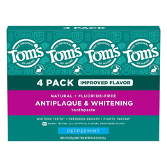  Set 4 tuýp Kem đánh răng tự nhiên làm trắng răng, loại bỏ mảng bám Tom's of Maine Antiplaque & Whitening Natural Fluoride-free