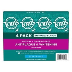  Set 4 tuýp Kem đánh răng tự nhiên làm trắng răng, loại bỏ mảng bám Tom's of Maine Antiplaque & Whitening Natural Fluoride-free