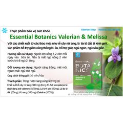 Hỗ trợ điều trị mất ngủ Essential Botanics Valerian & Melissa - SIBERIAN WELLNESS