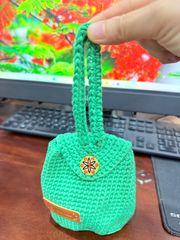 Túi xách mini làm thủ công chất liệu len mịn, tặng ví mini bằng len
