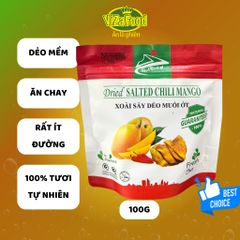 Xoài sấy dẻo Muối Ớt, chua ngọt tự nhiên, bao bì đẹp làm quà tặng - 100g- Viza Food