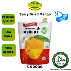 1KG Dried mango with mildly spicy salt and chili flavor, whole pieces, low fiber, soft - Viza Food