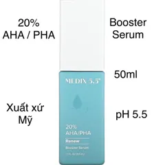[MỸ] serum 20% AHA/ PHA Booster 50ml pH5.5  Medix 5.5 làm sạch da, sáng da, làm chậm quá trình lão hoá & dưỡng ẩm cho da