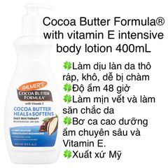 [MỸ] Cream Cocoa Butter Formula® with vitamin E intensive body lotion Làm dịu làn da thô ráp khô Độ ẩm 48 giờ bơ ca cao