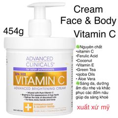 [Mỹ] Cream Dưỡng Da Trắng Sáng Vitamin C Advanced Clinicals 454g size Spa