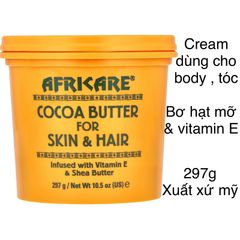 [MỸ] Cream Cocoa Butter for Skin & Hair Africare 297g chăm sóc body & tóc Bơ ca cao