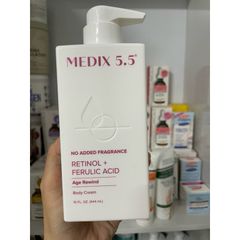 [MỸ] Cream Retinol + Ferulic Acid Body Cream, Age Rewind Medix 5.5 No Added Fragrance 444ml nếp nhăn, chảy xệ, da Crepey
