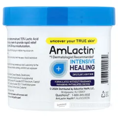 [MỸ] Cream 15% Axit Lactic Intensive Healing, Exfoliating & Hydrating AHA Cream, Dry, Flaky, Ashy Skin 340g Amlactin