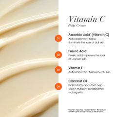 [MỸ] Cream Vitamin C Brightening Body Cream Travel Size 59ml Axit Ferulic Vitamin E Dầu dừa Dưỡng ẩm Advanced Clinicals