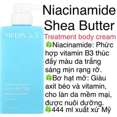 [MỸ] Body Cream, Niacinamide + Shea Butter Medix 5.5 444 ml Dưỡng ẩm trắng sáng Da khô, Da sậm màu Lỗ chân lông bị tắc