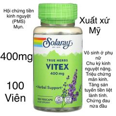 [Mỹ] Hỗ trợ thaii sảnn  Solaray Vitex, Dietary Supplement 400mg 100viien