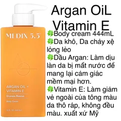 [Mỹ dòng mới ] kem Argan Oil & Vitamin E, body & face phục hồi giữ ẩm căng mịn 444ml medix 5.5 pH5.5
