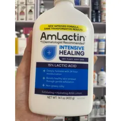 [MỸ] Lotion Amlactin Intensive Healing Exfoliating Hydrating AHA Dry Flaky Ashy Skin Fragrance Free 15% Lactic Acid 400g
