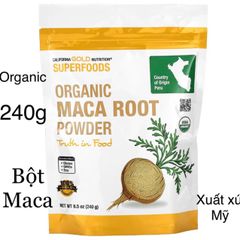 [MỸ] Bột Organic Rễ Maca Root California Gold Nutrition® SUPERFOODS 240g cải thiện da, tâm trạng, tập trung trí nhớ