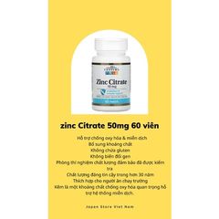 [MỸ] Viên kẽm zinc Citrate 50mg 60 viên 21st Century