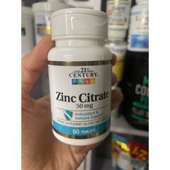 [MỸ] Viên kẽm zinc Citrate 50mg 60 viên 21st Century