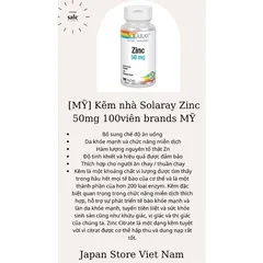 [MỸ] Kẽm nhà Solaray Zinc 50mg 100viiên ( Mar 2025)