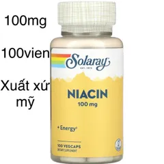 [Mỹ] viên Niacin 100mg  & 500mg SOLARAY ngừa mụn