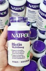 Viên Uống Natrol Biotin 10000 mcg - Kích Thích Mọc Tóc - Giảm Gãy Rụng - Nuôi Dưỡng Móng & Làn Da Chắc Khỏe - 100 viên - Sản Phẩm Từ Mỹ