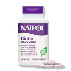 Viên Uống Natrol Biotin 10000 mcg - Kích Thích Mọc Tóc - Giảm Gãy Rụng - Nuôi Dưỡng Móng & Làn Da Chắc Khỏe - 100 viên - Sản Phẩm Từ Mỹ