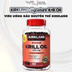 Dầu nhuyễn thể tôm Kirkland Signature Krill Oil 500mg - Hỗ trợ tim mạch, 180 viên dễ uống, Omega 3 tự nhiên, Không mùi tanh.