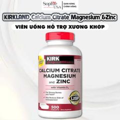 Viên Uống Kirkland Signature Calcium Citrate Magnesium và Zinc 500mg - Hỗ Trợ Xương Khớp và Tăng Cường Miễn Dịch