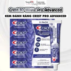 Kem Đánh Răng Crest 3D White Pro Advanced Whitening - Trắng Răng Rõ Rệt Chỉ Sau 2 Tuần - Hương Bạc Hà Mát Lạnh