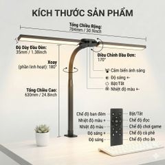 Đèn LED Kẹp Bàn Máy Tính Double Head Desk Lamp – 24W, Có Remote Điều Khiển