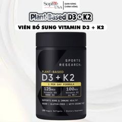 Viên uống bổ sung Vitamin D3K2 Sports Research D3 K2 - 60v của Mỹ