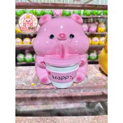 Heo đất tiết kiệm hút trà sữa lỗ ngang