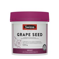 Viên Uống Tinh Chất Hạt Nho Swisse Beauty Grape Seed 14.25g - 180 & 300 viên - Hỗ Trợ Trung Hoà Các Gốc Tự Do - Bảo Vệ Tim Mạch & Chăm Sóc Da Từ Bên Trong - Hàng Chuẩn Úc