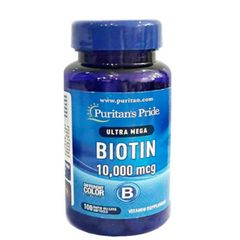 Viên Uống Puritan's Pride Ultra Mega Biotin 10000 mcg - Kích Thích Mọc Tóc - Giảm Gãy Rụng - 