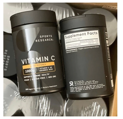 Viên Uống Bổ Sung Vitamin C Sports Research 1000mg - Hỗ Trợ Miễn Dịch, 180 Viên