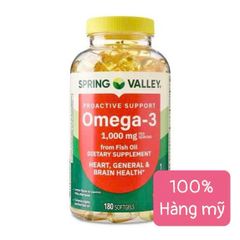 Spring Valley Omega 3 1000mg 180 viên - Bổ sung Omega 3 hỗ trợ tim mạch, não bộ và sức khỏe tổng thể