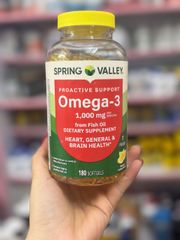 Spring Valley Omega 3 1000mg 180 viên - Bổ sung Omega 3 hỗ trợ tim mạch, não bộ và sức khỏe tổng thể