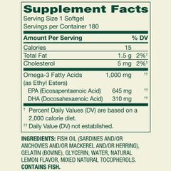 Spring Valley Omega 3 1000mg 180 viên - Bổ sung Omega 3 hỗ trợ tim mạch, não bộ và sức khỏe tổng thể