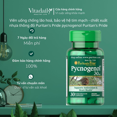 Chống oxy hóa từ nhựa cây thông đỏ Puritan’s Pride Pycnogenol 30 mg 30 viên Date Xa NK