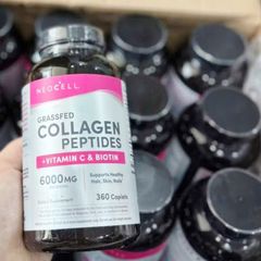 Viên uống Neocell Grassfed Collagen Peptides 6000 mg + Vitamin C & Biotin - 360 Viên - Cải Thiện Độ Đàn Hồi - Trẻ Hoá & Sáng Da - 