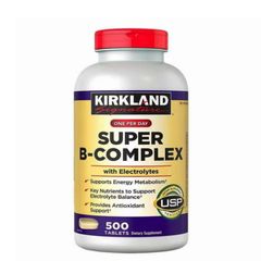 Viên Uống Phức Hợp Vitamin nhóm B Kirkland Signature Super B-Complex 500 viên - Cung Cấp Năng Lượng cho Cơ Thể - Duy Trì Sự Tỉnh Táo - Hỗ Trợ Tích Cực cho Hệ Thần Kinh & Giảm Tải Stress - S/P Chuẩn Mỹ