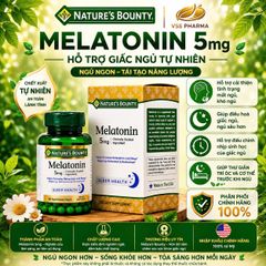 Viên uống Hỗ trợ giấc ngủ  Nature's Bounty Melatoni n (60 viên) giúp ngủ sâu giấc, thư giãn giảm căng thẳng