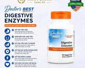 Doctor's Best Digestive Enzymes 90 viên - Hỗ trợ tiêu hóa và hấp thu dinh dưỡng hiệu quả, men tiêu hóa enzyms
