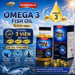 Viên uống Dầu cá OMEGA 3 FISH OIL 1000mg - Hỗ trợ trí não và thị lực (H100 viên) Pharmekal-USA