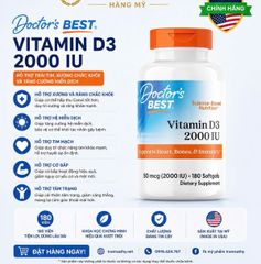 Doctor's Best Vitamin D3 2000 IU 180 viên / 360 viên - Hỗ trợ xương, miễn dịch và sức khỏe tổng thể