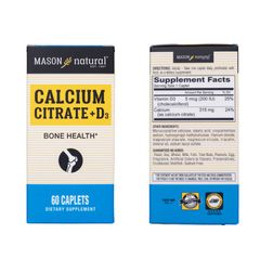 Calcium Citrate + D3 hữu cơ Mason Natural USA 60 viên