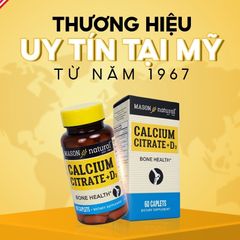 Calcium Citrate + D3 hữu cơ Mason Natural USA 60 viên