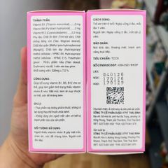 Vitamin B1- B6 - B12 Hộp 100 viên - Bổ sung vitamin 3B hồng MẪU MỚI