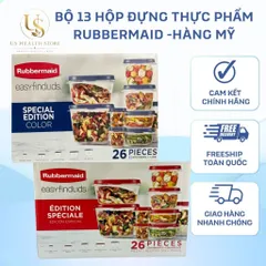 [ Hỏa tốc] Bộ 13 Hộp Đựng Thực Phẩm Rubbermaid Nắp xanh và nắp đỏ - Hàng Mỹ